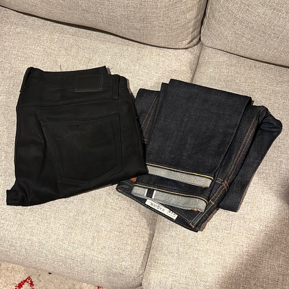 Gap Japanese Selvedge Jeans - 34x32 Skinny Fit Dark Denim and Black